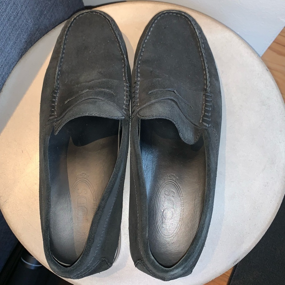 Tods Black Suede Slip on Loafers - Picture 5 of 6